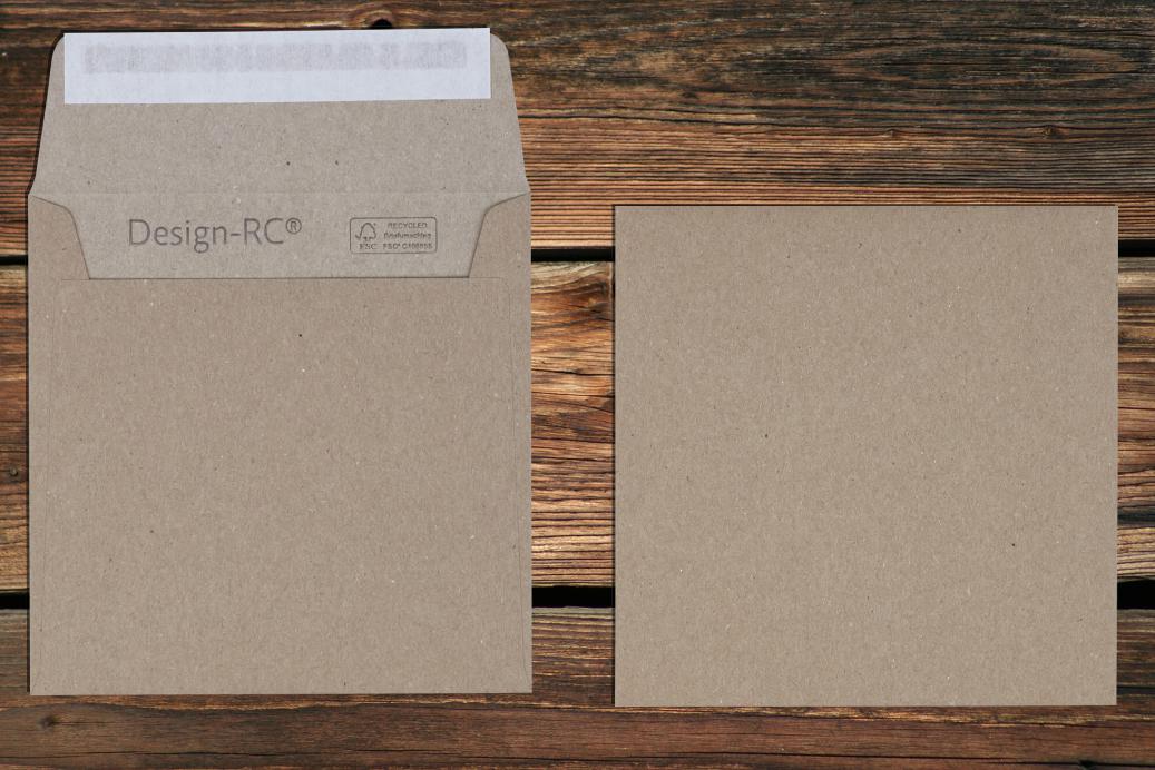 Briefhüllen 125x125 mm Haftklebend Recycling Braun 100 g/qm